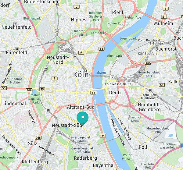 Karte mit unserem Standort in Köln